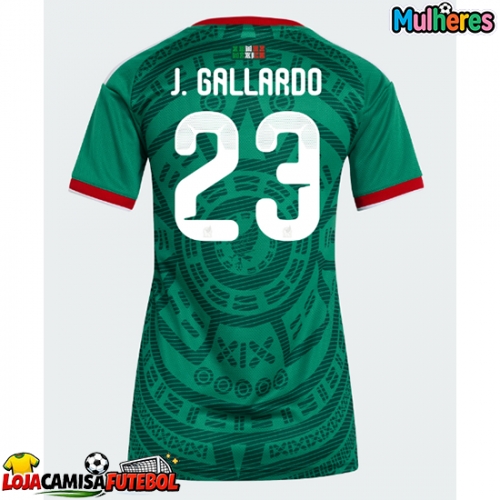 Camisa de Futebol México Jesus Gallardo #23 Equipamento Principal Mulheres Mundo 2026 Manga Curta